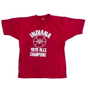 Vintage 1970s Indiana 1979 N.I.T. Champions Red Artex Brand Size Large Tee